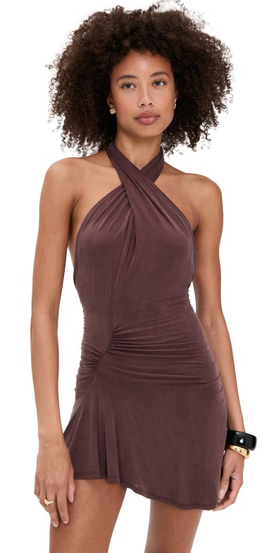 Peachy Den Kylie Halter Knot Dress Mahogany