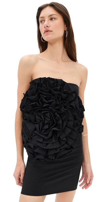 ROTATE Big Flower Mini Dress Black
