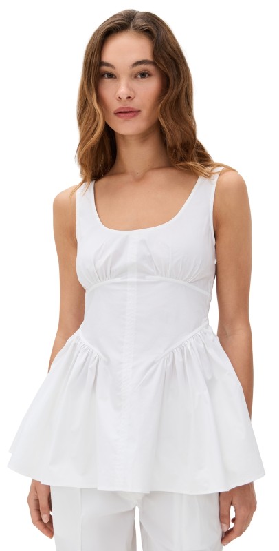 Proenza Schouler White Label Bader Top in Stretch Poplin White