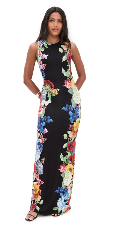alice + olivia Delora Maxi Dress Garden Brunch Black