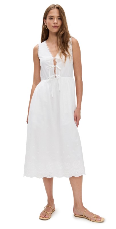 WAYF Sandy Eyelet Midi Dress Ivory