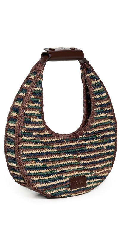 STAUD Moon Raffia Tote Bag Mixed Raffia