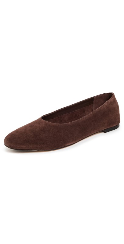 Reformation Maren Ballet Flats Espresso Suede