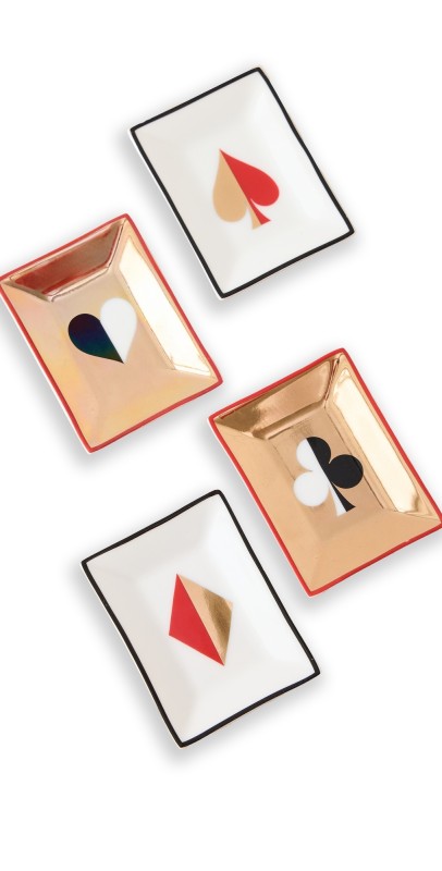 Jonathan Adler Set Of 4 Dealer's Choice Petite Trays Red/White/Black/Brass