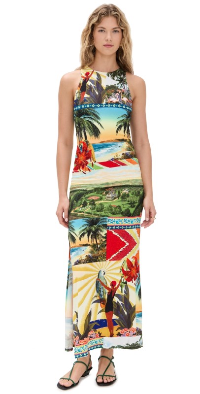 alice + olivia Pania Racer Neck Maxi Dress Island Dreams