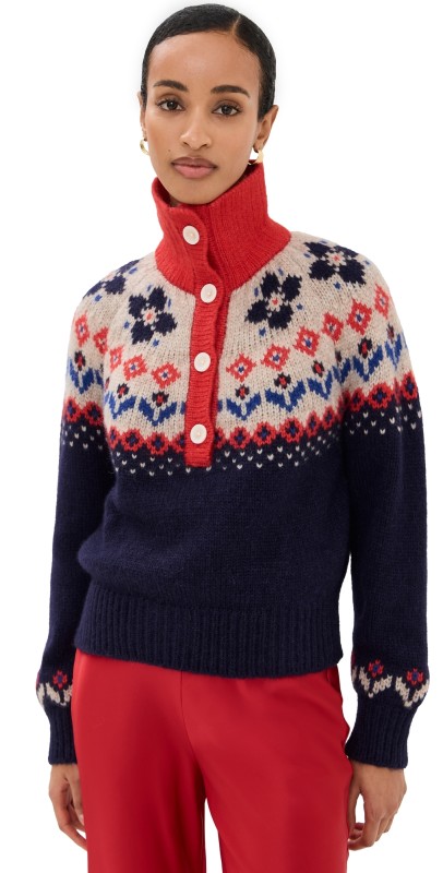 Birds of Paradis Juneau Alpaca Sweater Navy Fair Isle