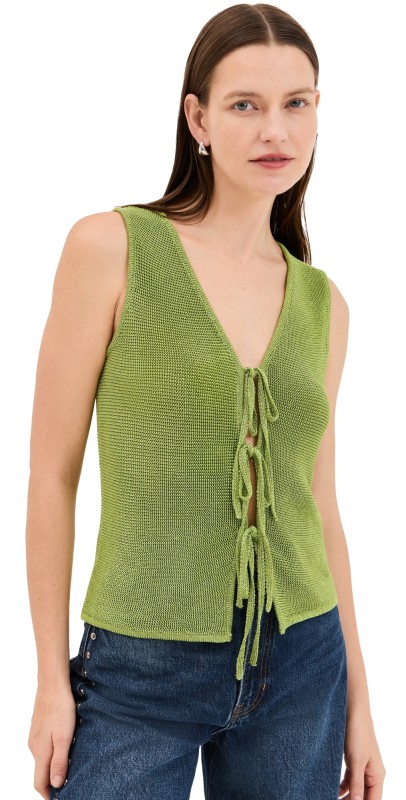 ALIGNE Isla Sparkle Tie Tank Green