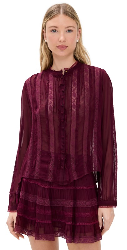 LoveShackFancy Alvynne Top Oxblood