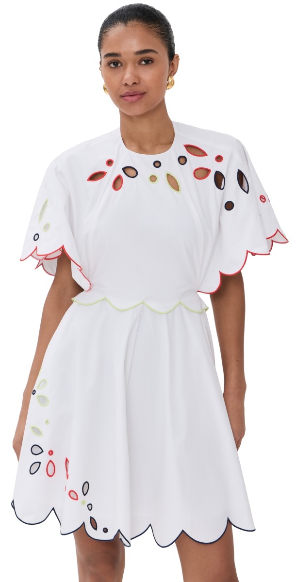 Rosie Assoulin Scalloped Buttercup Dress White Multi