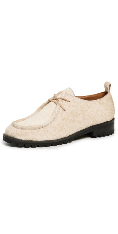 Naguisa Khov Lace Up Loafers Multi Beige Calf Hair