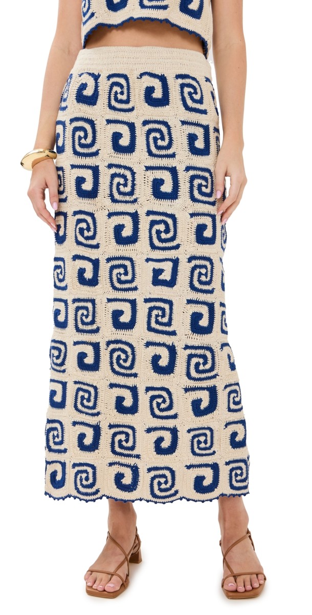 RHODE Ana Skirt Blue Swirl Crochet