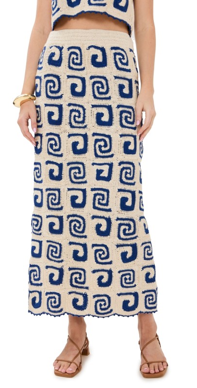 RHODE Ana Skirt Blue Swirl Crochet