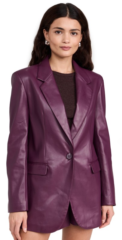 Susana Monaco Faux Leather Boyfriend Jacket Malbec