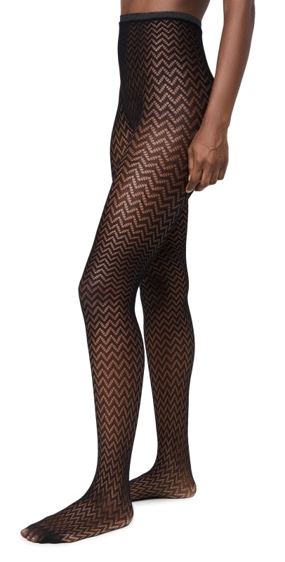 Stems Micro Wavey Fishnet Tights Black