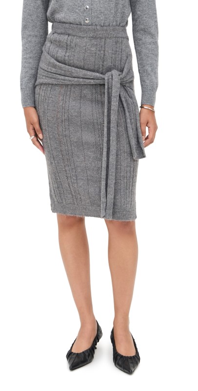 Simonett Stripe Wrap Knit Skirt Gray