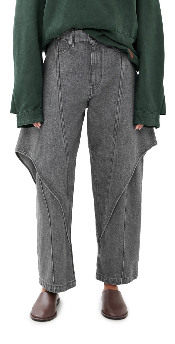 JW Anderson Cropped Sculptural Jeans Light Grey