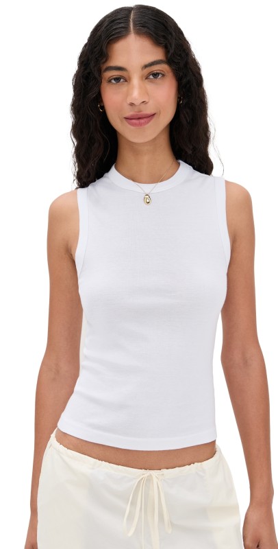 Enza Costa Supima Cotton New Classic Sleeveless Tee White