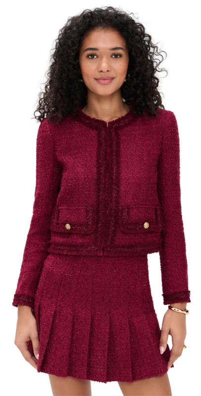 alice + olivia Landon Cropped Box Jacket Oxblood