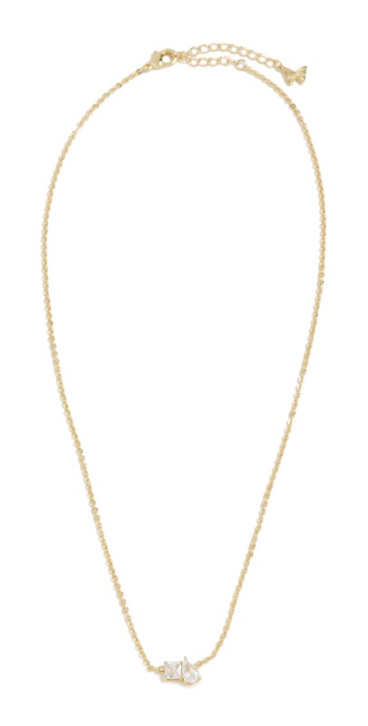 By Adina Eden Baguette Pendant Necklace Gold