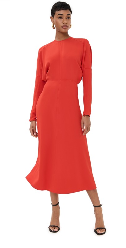 Victoria Beckham Dolman Midi Dress Red