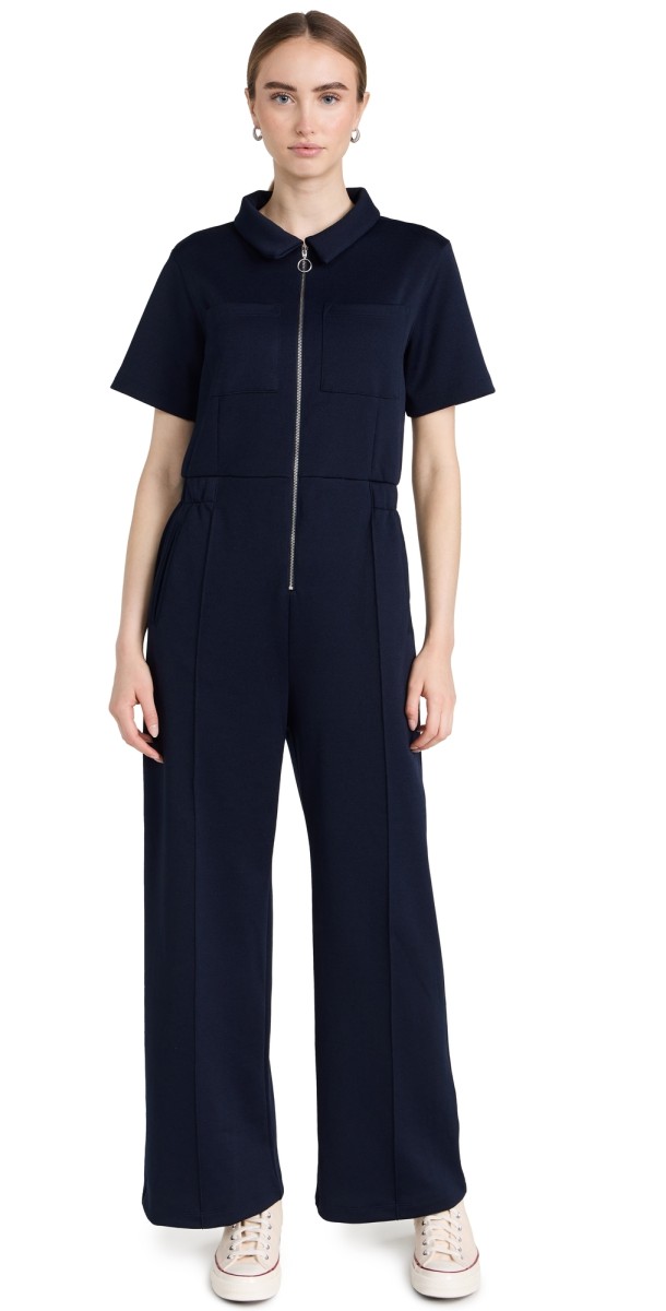 Sweaty Betty Retro Tricot Jumpsuit Navy Blue