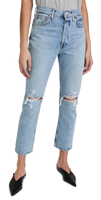 AGOLDE Riley Distressed Crop Jeans Blitz