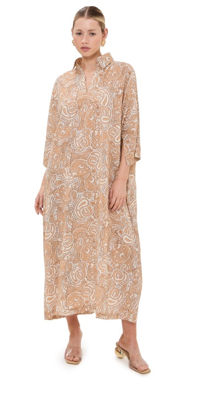 La Vie Style House Paisley Everyday Dress Tan And Whit