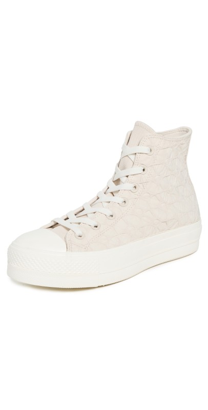 Converse Chuck Taylor All Star Lift Platform Textured Material Sneakers Light Dune/Egret
