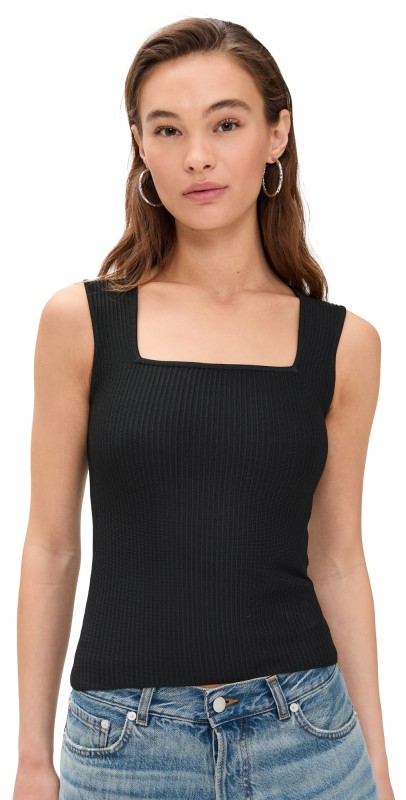 DL1961 Square Neck Top Black (Instasculpt Rib)