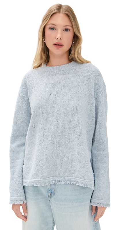 Theory Relaxed Crew Neck Pullover Pearl Blue