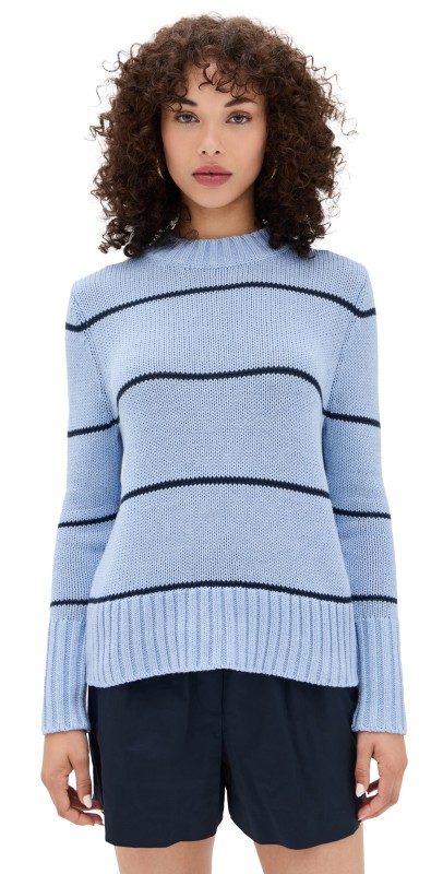 KULE The Tatum Pullover Heather Blue/Navy Ministripe