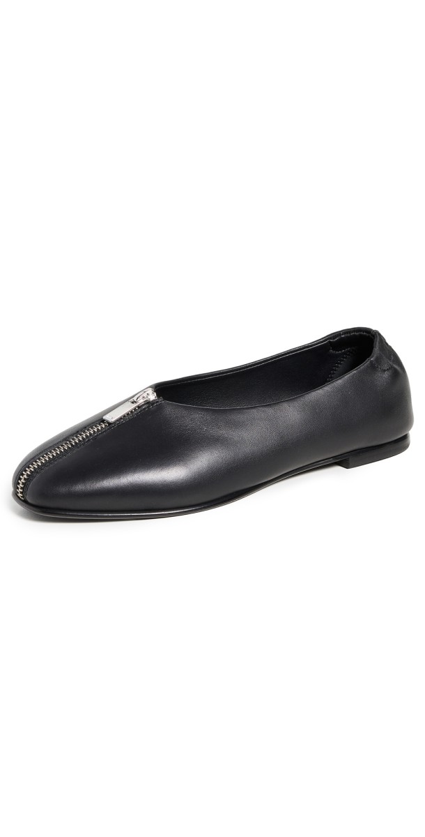 SIMKHAI Eden Suede Zipper Flats Black