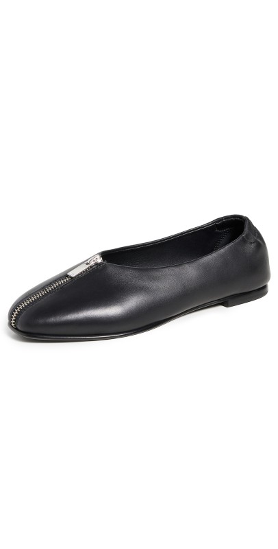SIMKHAI Eden Suede Zipper Flats Black