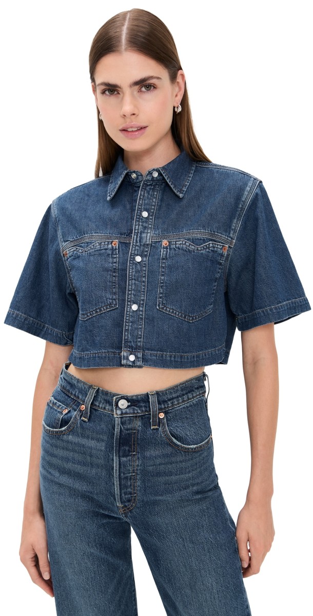RE/DONE Oversized Crop Shirt Rustic Indigo
