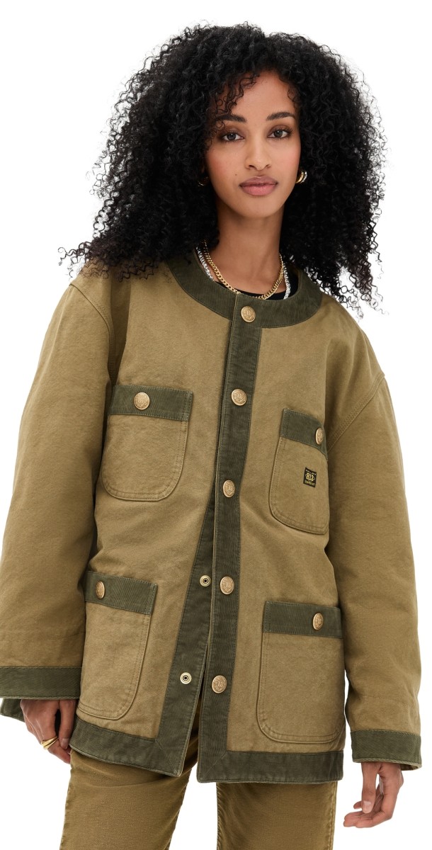 R13 Cord Trimmed Barn Jacket Dusky Tan Brown