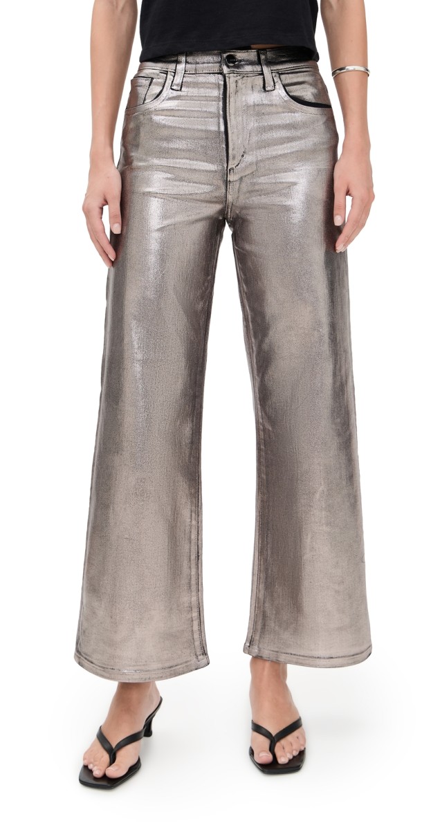 Joe's Jeans The Mia Wide Leg Ankle Foil Jeans Pewter Foil