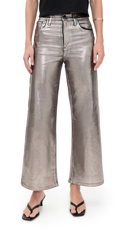 Joe's Jeans The Mia Wide Leg Ankle Foil Jeans Pewter Foil