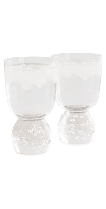 Misette Hand-Blown Bubble Glass Tumbler Set of 2 Clear