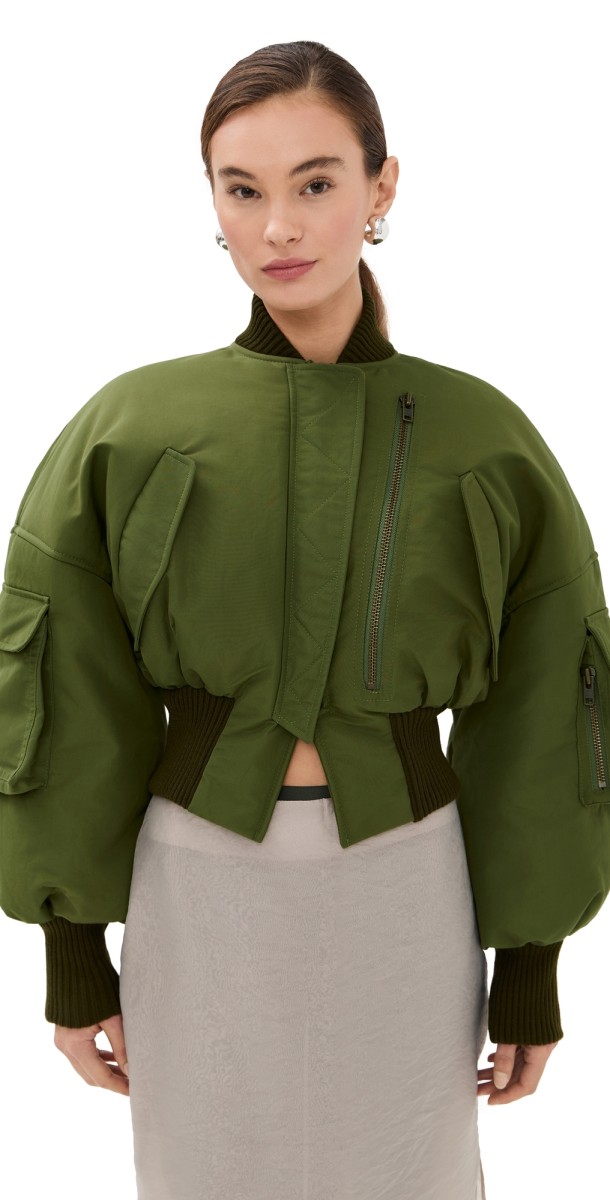 A. W.A. K.E. MODE Ma1 Bomber Jacket Khaki Green