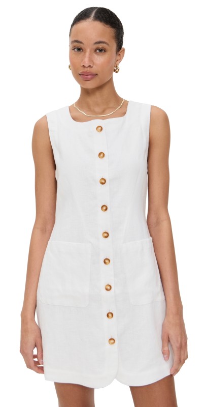 POSSE Emma Button Down Mini Dress Ivory