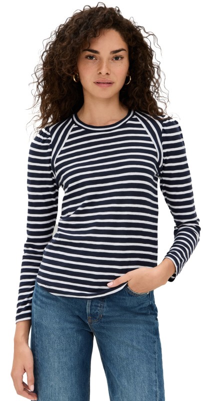 Veronica Beard Jean Mason Baseball Tee Navy/White