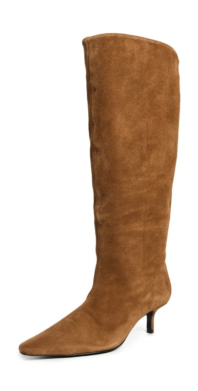 Black Suede Studio Sutton Boots 50mm Caramel Suede