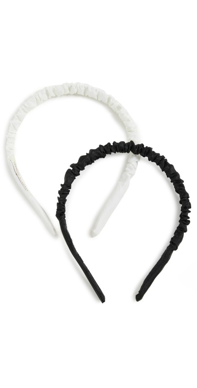 Loeffler Randall Sabine Scrunched Headband Set Black/Cream Moir