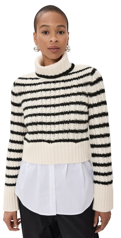 Veronica Beard Iyla Turtleneck Ivory/Black