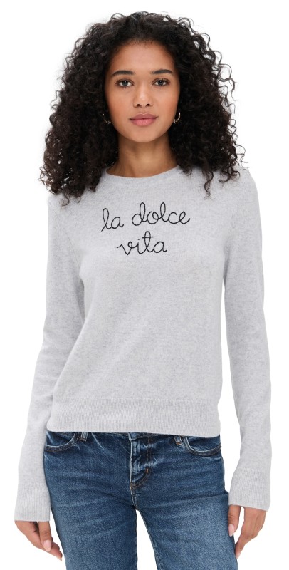 Lingua Franca La Dolce Vita Cashmere Crewneck Smoke