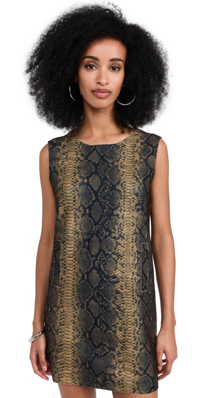 Norma Kamali Sleeveless Tailored Mini Dress Python