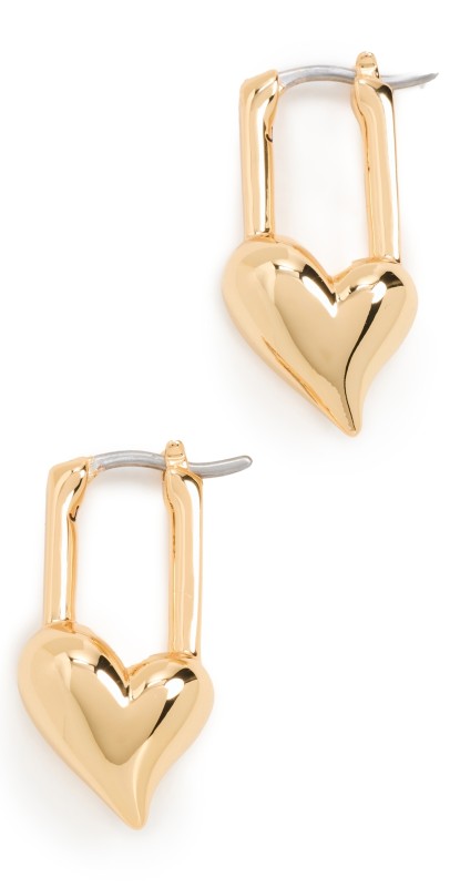 Jenny Bird Padlock Heart Huggies High Polish Gold