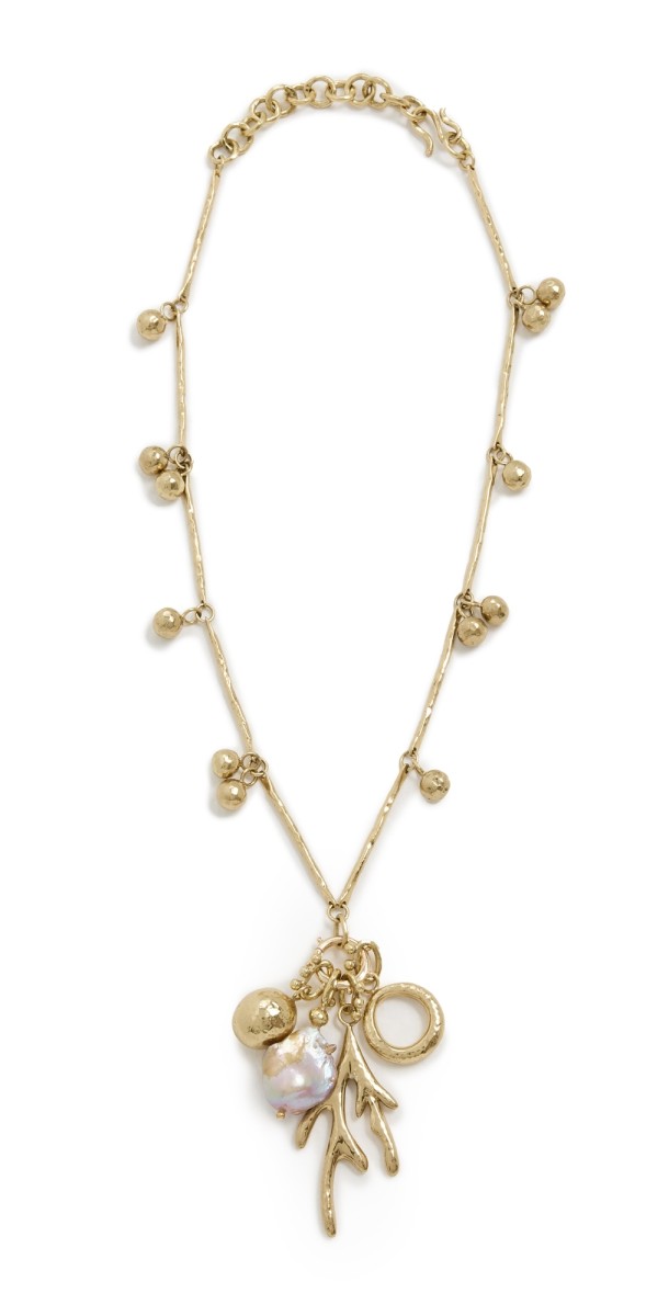 Ulla Johnson Petrina Mix Motif Coral Necklace Brass