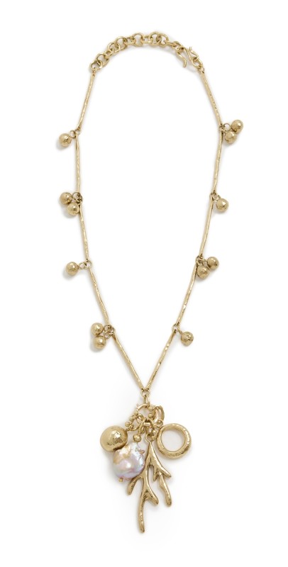 Ulla Johnson Petrina Mix Motif Coral Necklace Brass