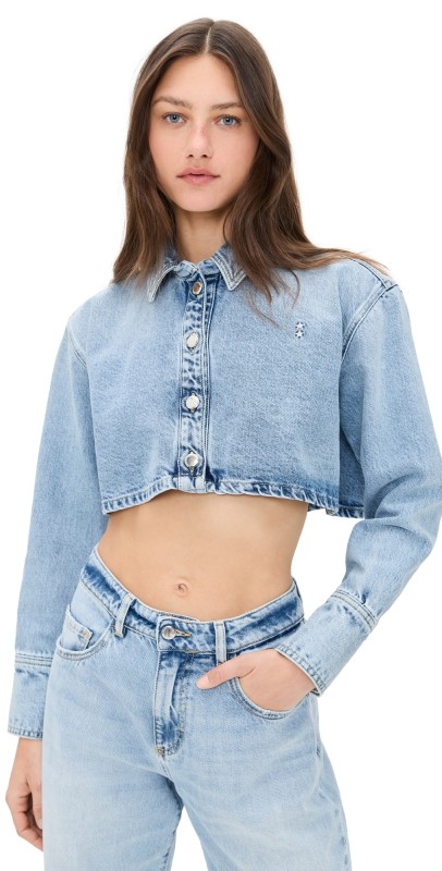 ICON DENIM LA Amber Crop Shirt Sky